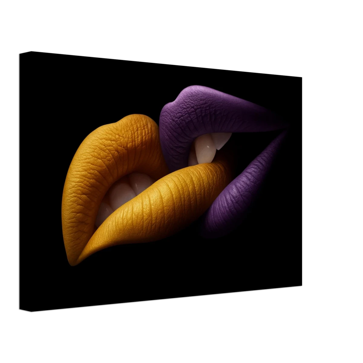 Golden Passion & Violet Desire – Contemporary Lips Wall Art Print - Canvas - 30x45 cm / 12x18″ -