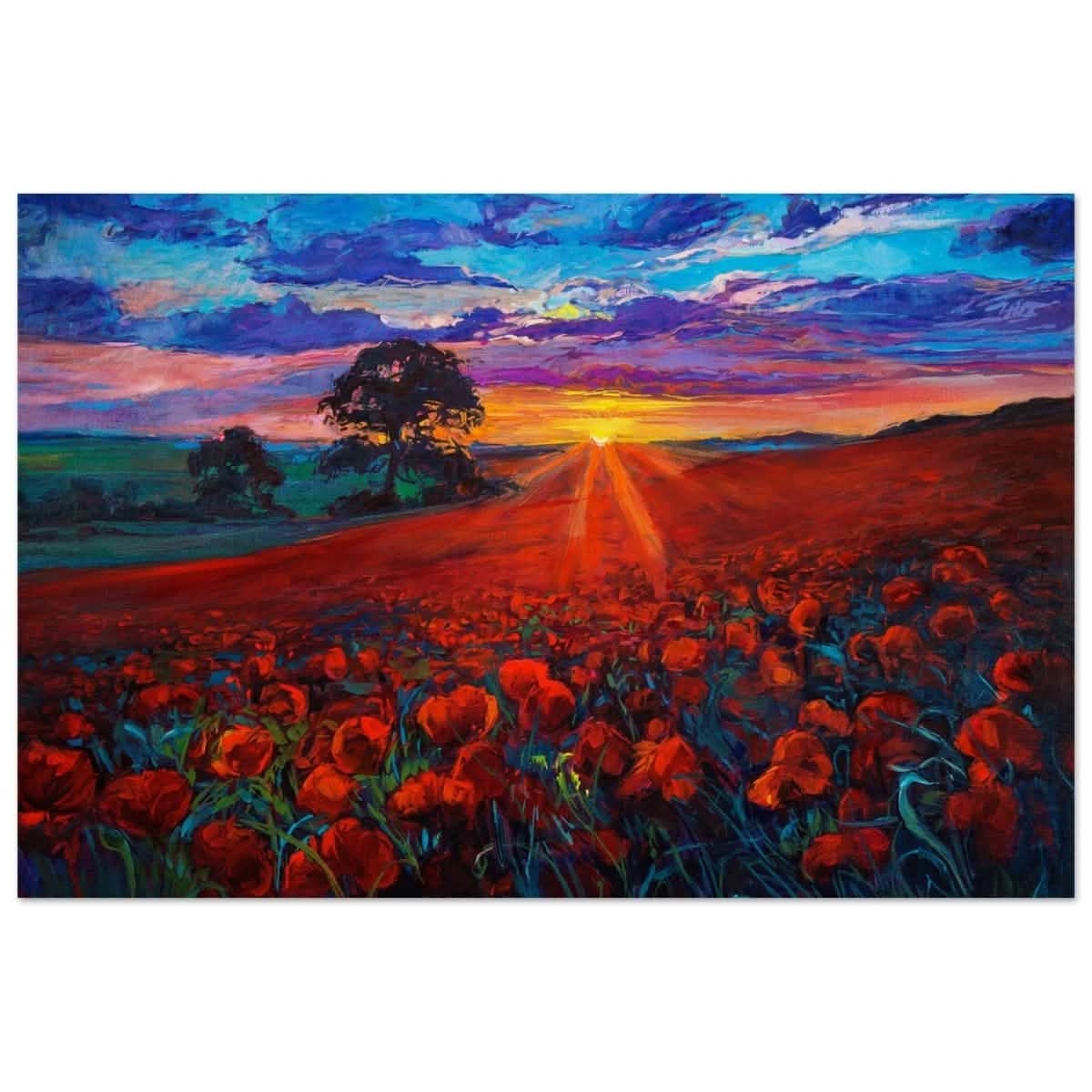 Golden Path to Dusk | Impressionistic art | Contemporary Landscape art print - Wood Prints - 30x45 cm / 12x18″ -