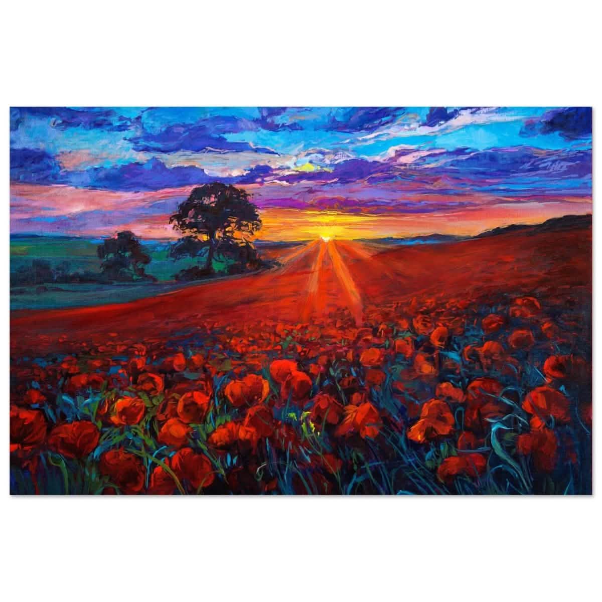 Golden Path to Dusk | Impressionistic art | Contemporary Landscape art print - Aluminum Print - 30x45 cm / 12x18″ -