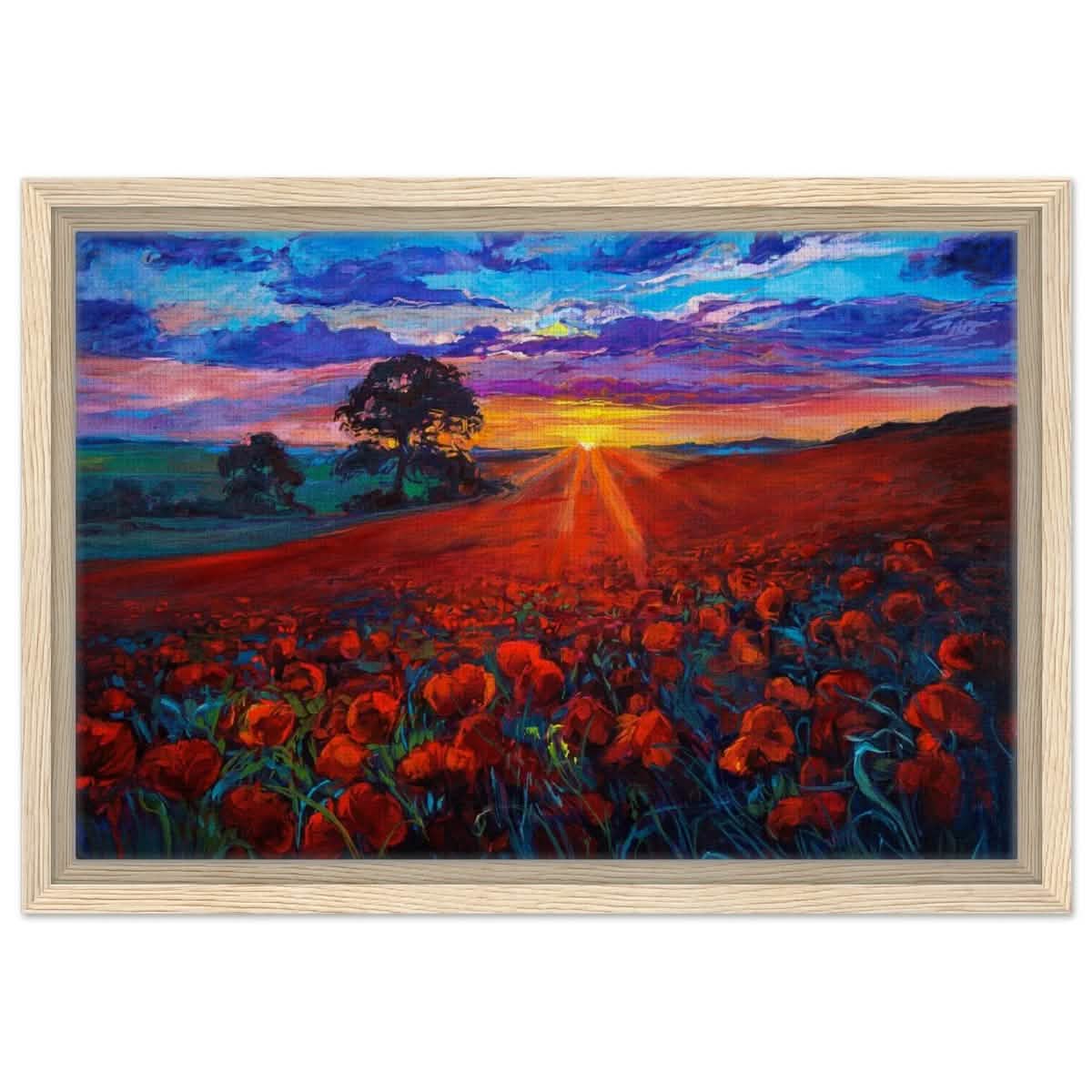 Golden Path to Dusk | Impressionistic art | Contemporary Landscape art print - Framed Canvas - 30x45 cm / 12x18″ - Wood frame