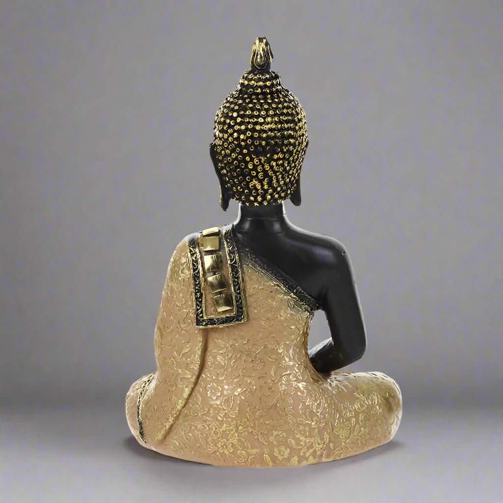 Golden Serenity Buddha Statue – Handcrafted Resin Meditation Décor - Black & Gold -