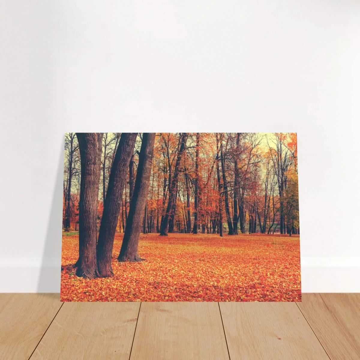 “Golden Silence in Autumn – A Tranquil Forest Escape” | Wall Art Print - Brushed Aluminum Print - 70x100 cm / 28x40″ -