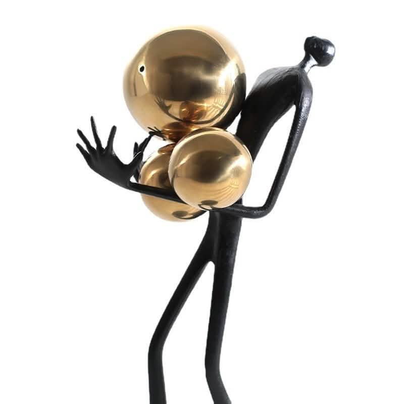 Golden Sphere Abstract Sculpture | Luxury Modern Alloy Art - Golden Sphere Abstract Sculpture -