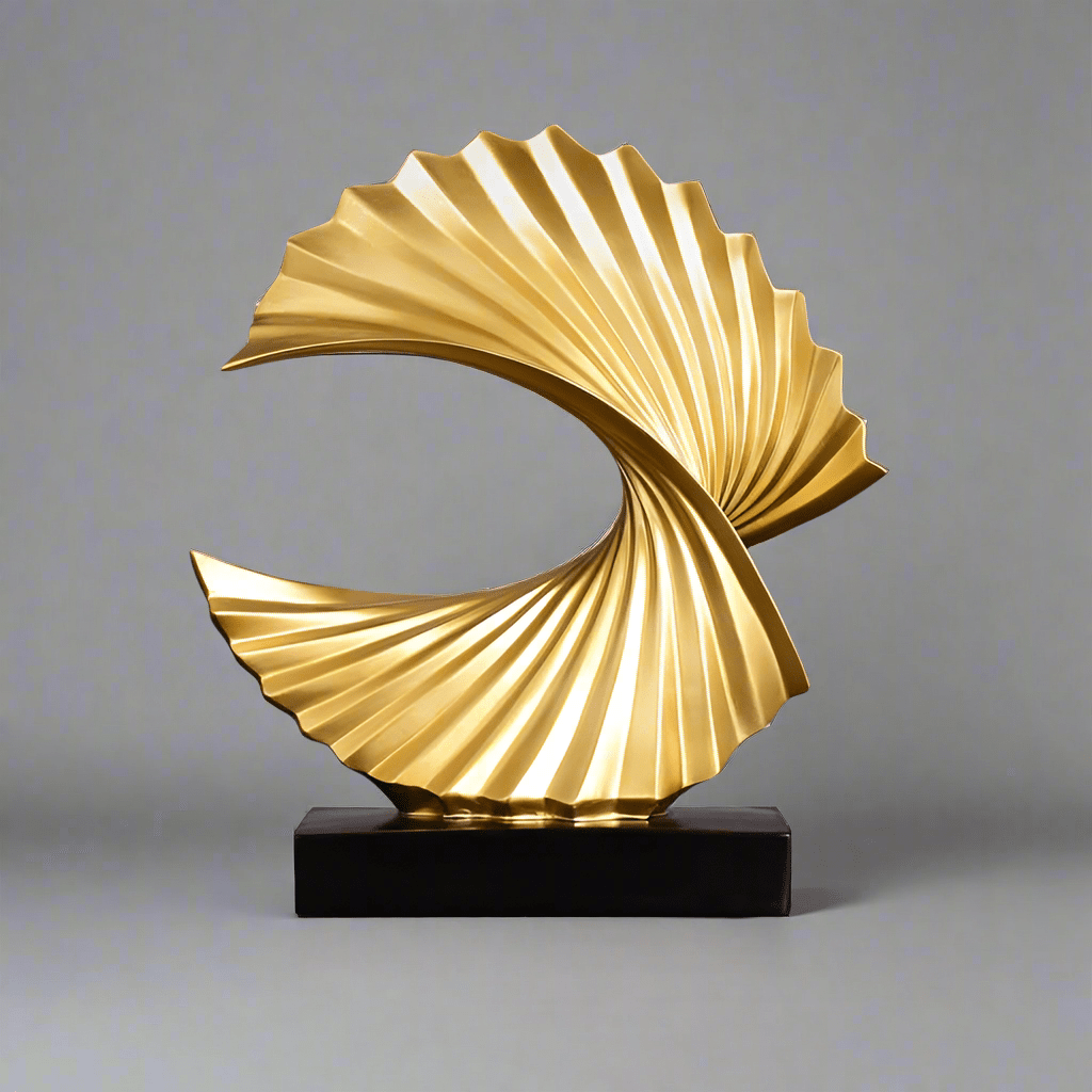 Golden Spiral Abstract Resin Sculpture | Modern Creative Home Decoration - Gold -
