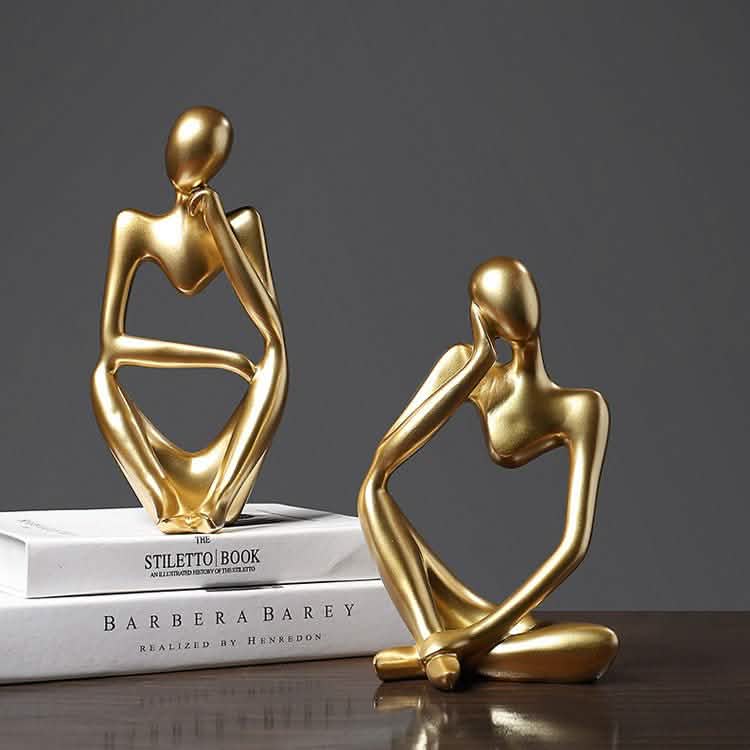 Golden Thinker Resin Figurines – Modern Abstract Home Décor - Complete Set (3 pcs) -
