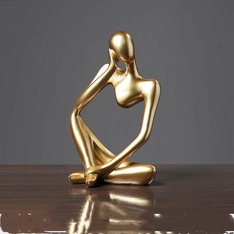 Golden Thinker Resin Figurines – Modern Abstract Home Décor - Right Daydreamer -