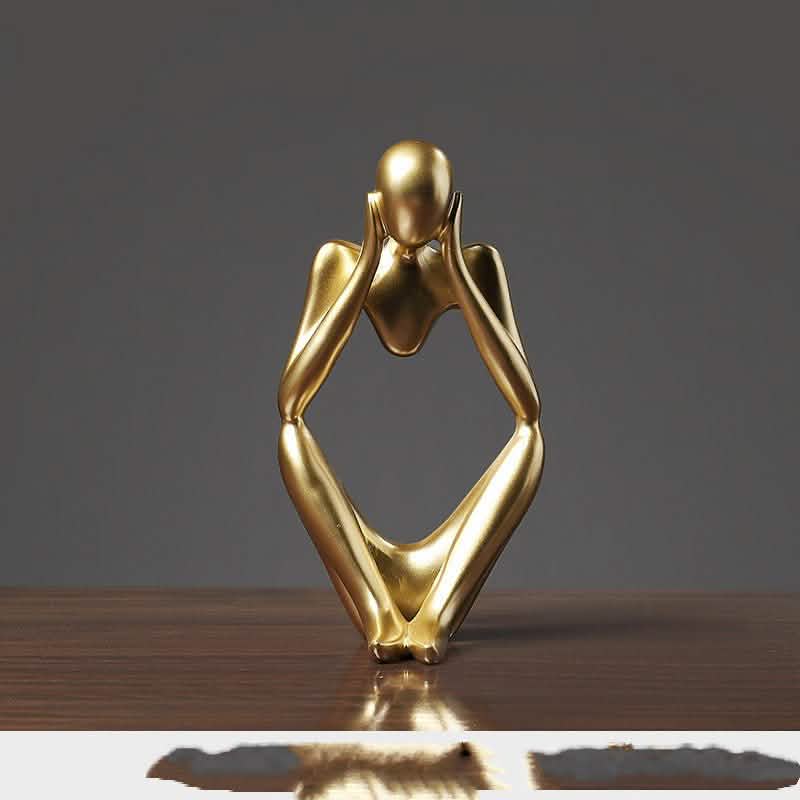 Golden Thinker Resin Figurines – Modern Abstract Home Décor - The Thinker -