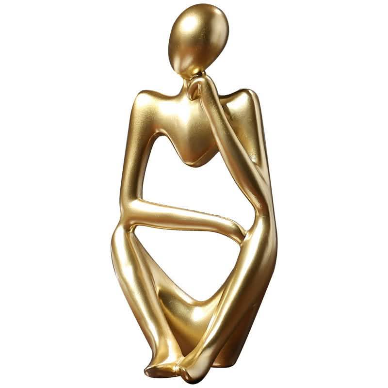 Golden Thinker Resin Figurines – Modern Abstract Home Décor - The Thinker -