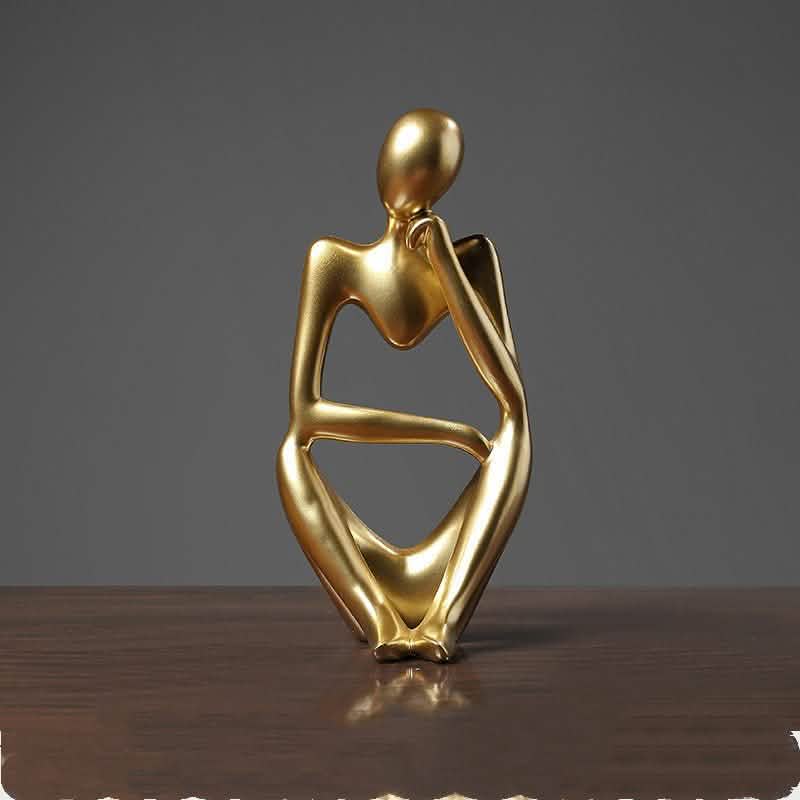 Golden Thinker Resin Figurines – Modern Abstract Home Décor - Complete Set (3 pcs) -