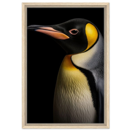 Golden Tuxedo: The Playful Penguin | Animal Art Print - Framed Canvas - 40x60 cm / 16x24″ - Wood frame