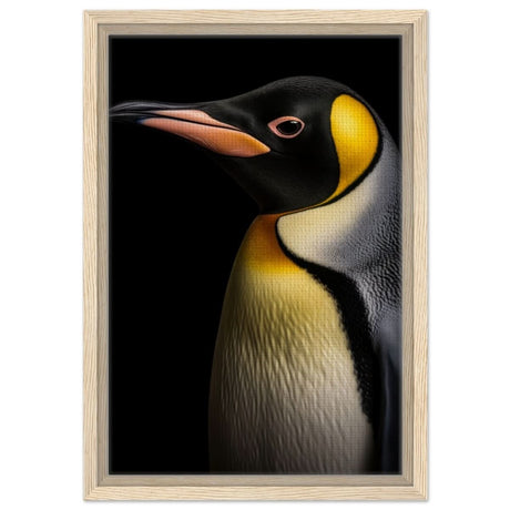 Golden Tuxedo: The Playful Penguin | Animal Art Print - Framed Canvas - 30x45 cm / 12x18″ - Wood frame