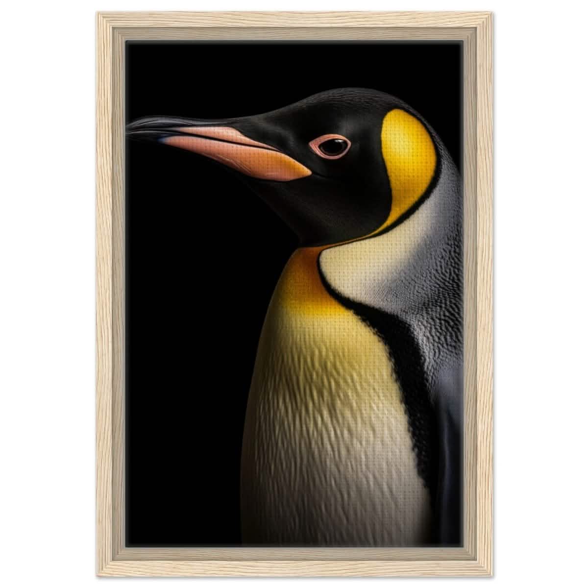 Golden Tuxedo: The Playful Penguin | Animal Art Print - Framed Canvas - 30x45 cm / 12x18″ - Wood frame