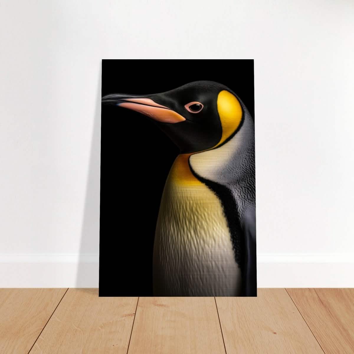 Golden Tuxedo: The Playful Penguin | Animal Art Print - Brushed Aluminum Print - 60x90 cm / 24x36″ -