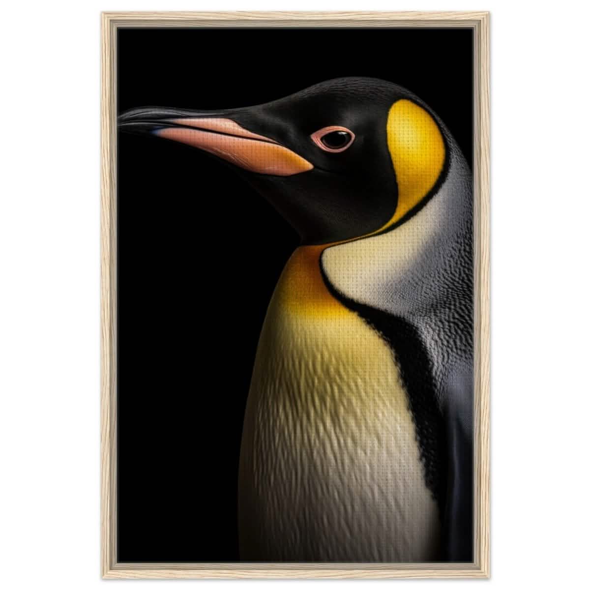 Golden Tuxedo: The Playful Penguin | Animal Art Print - Framed Canvas - 60x90 cm / 24x36″ - Wood frame