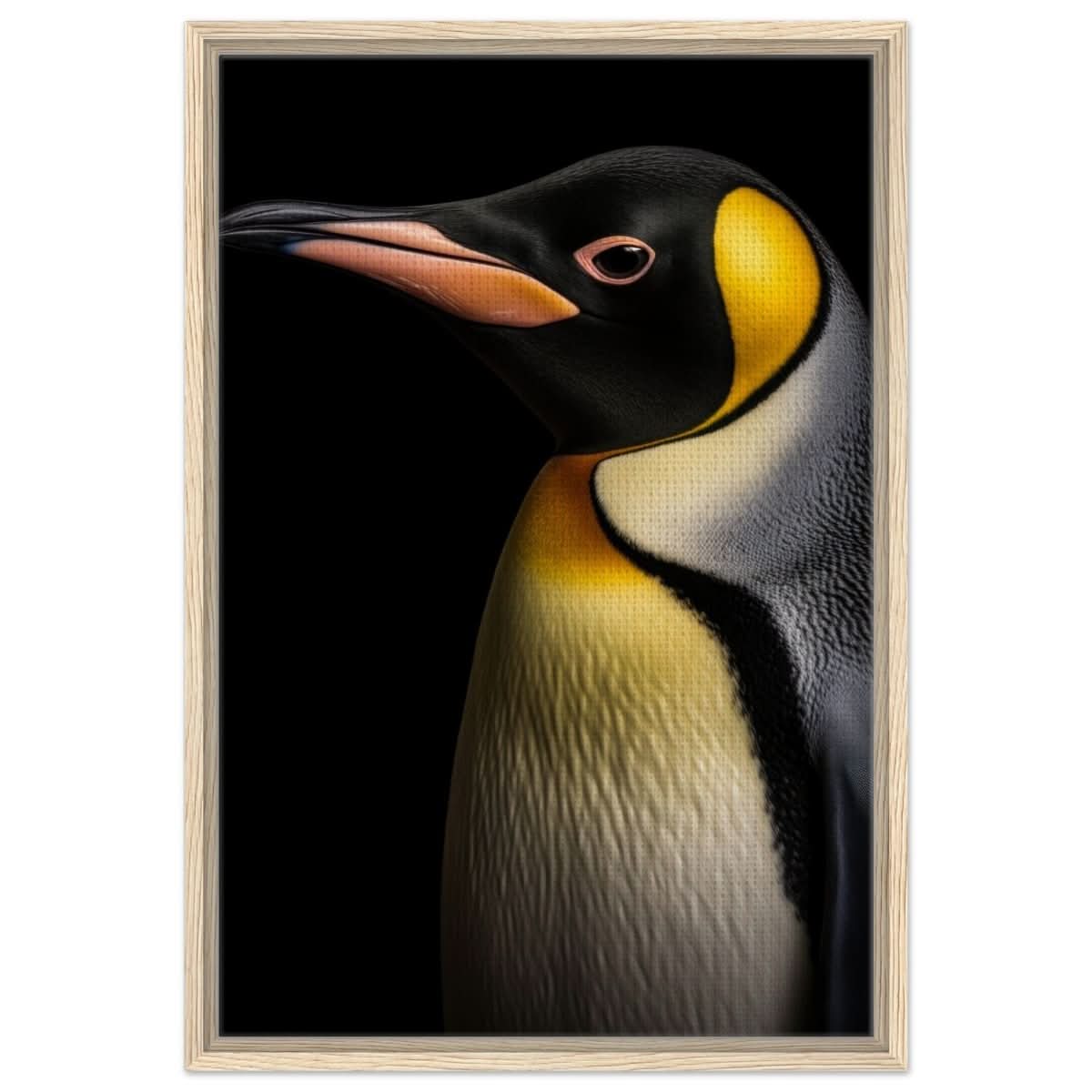 Golden Tuxedo: The Playful Penguin | Animal Art Print - Framed Canvas - 50x75 cm / 20x30″ - Wood frame