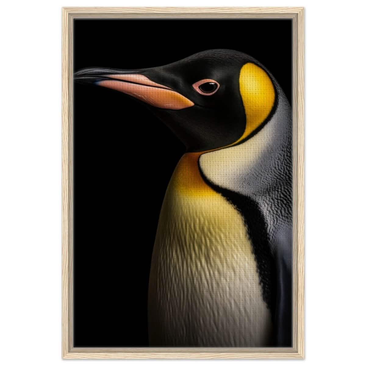 Golden Tuxedo: The Playful Penguin | Animal Art Print - Framed Canvas - 50x75 cm / 20x30″ - Wood frame
