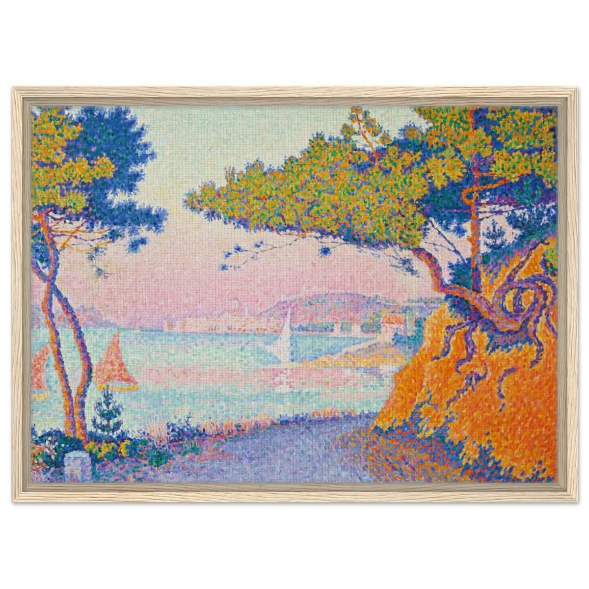 Golfe Juan (1896) painting by Paul Signac | Vintage wall art print - Framed Canvas - 50x70 cm / 20x28″ - Wood frame