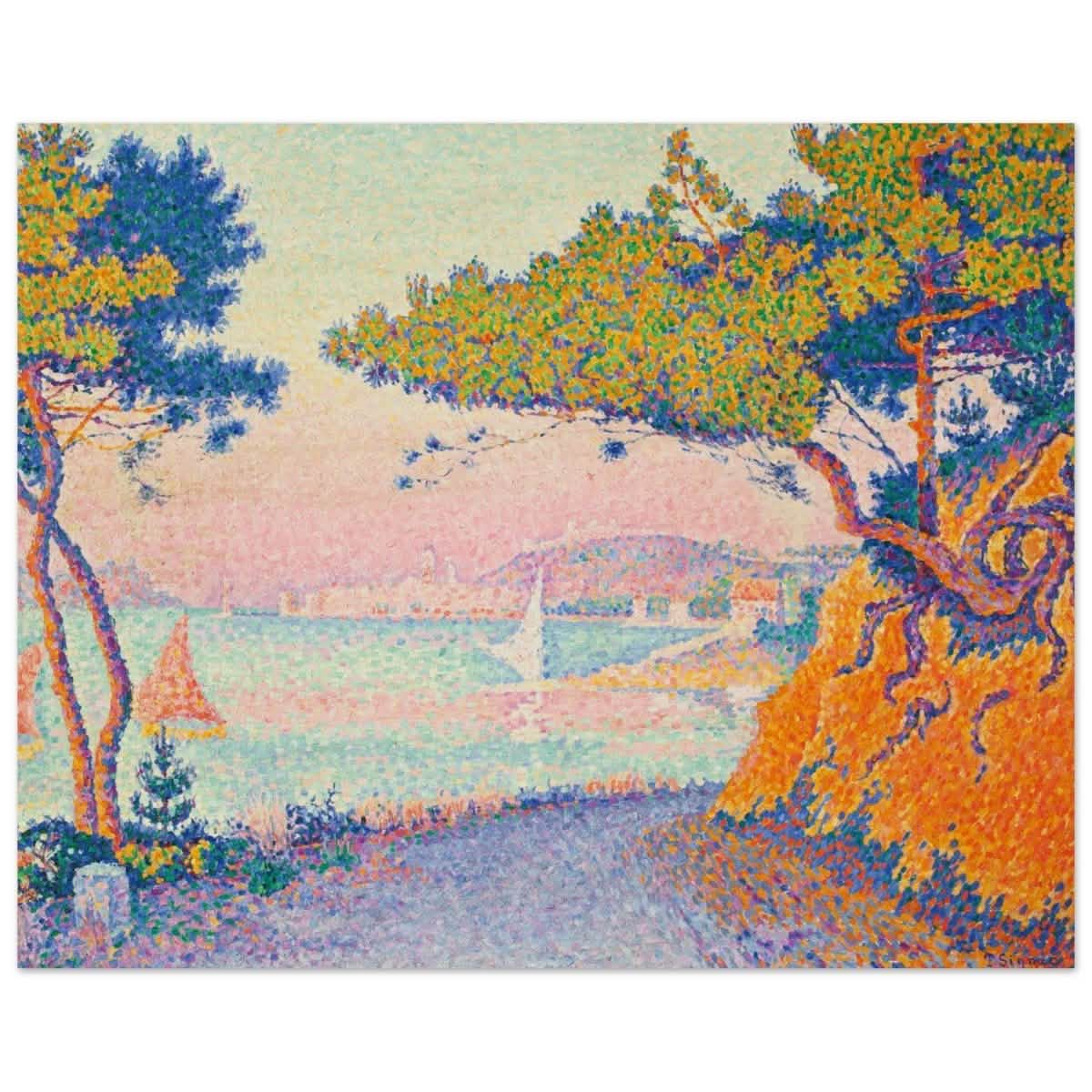 Golfe Juan (1896) painting by Paul Signac | Vintage wall art print - Wood Prints - 40x50 cm / 16x20″ -