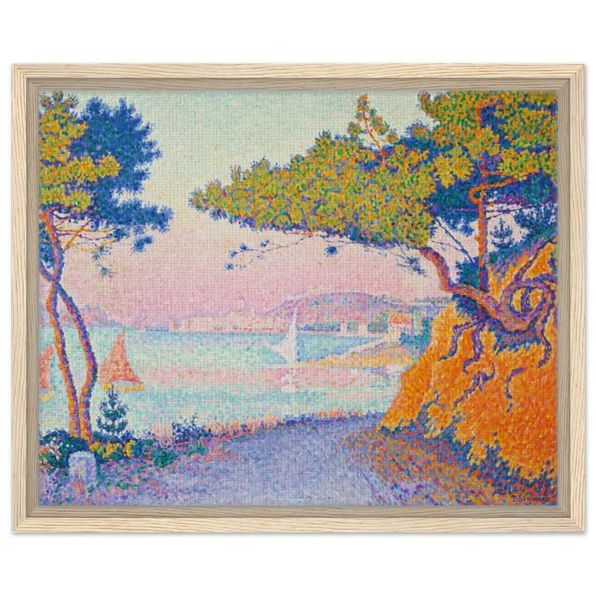 Golfe Juan (1896) painting by Paul Signac | Vintage wall art print - Framed Canvas - 40x50 cm / 16x20″ - Wood frame
