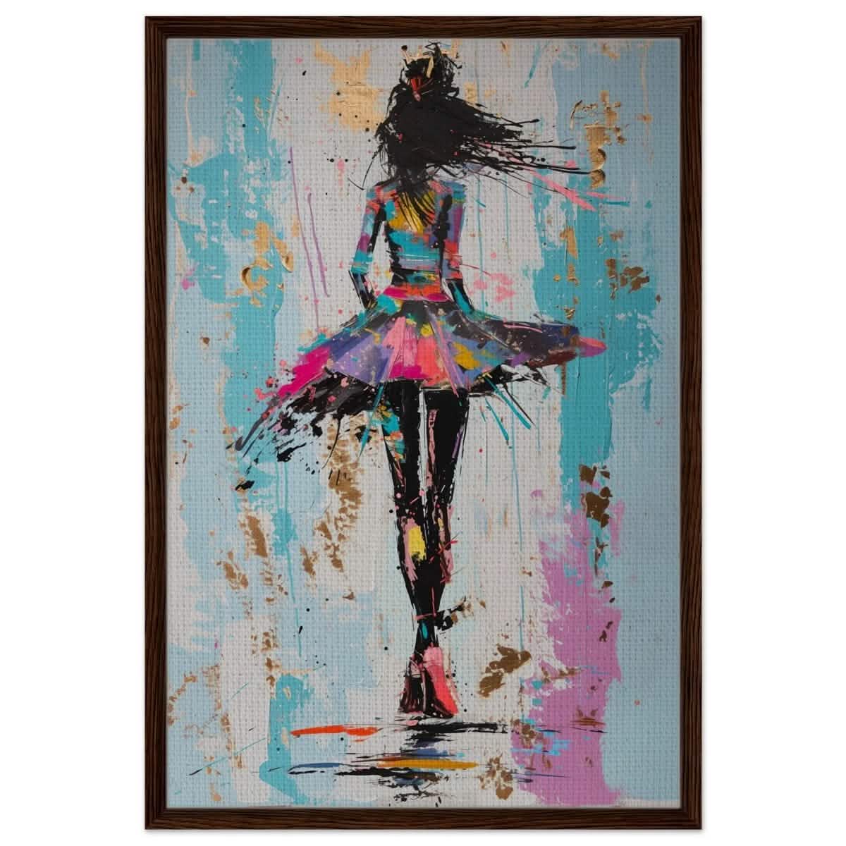 Grace in Motion: The Abstract Dancer | Abstract Figurative Art wall art print - Framed Canvas - 60x90 cm / 24x36″ - Dark wood frame