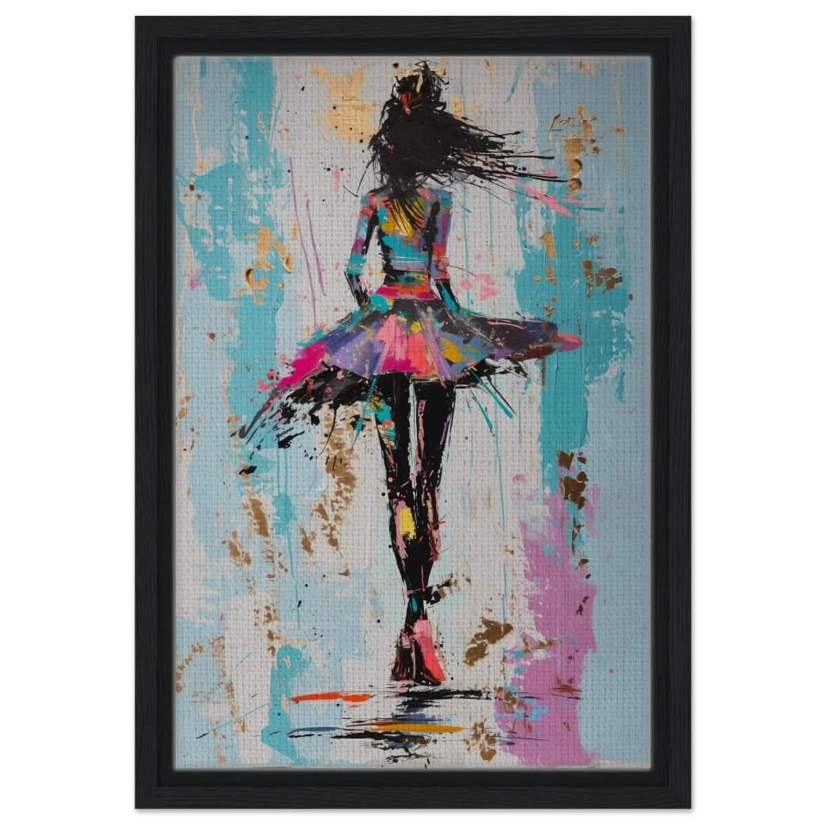 Grace in Motion: The Abstract Dancer | Abstract Figurative Art wall art print - Framed Canvas - 30x45 cm / 12x18″ - Black frame