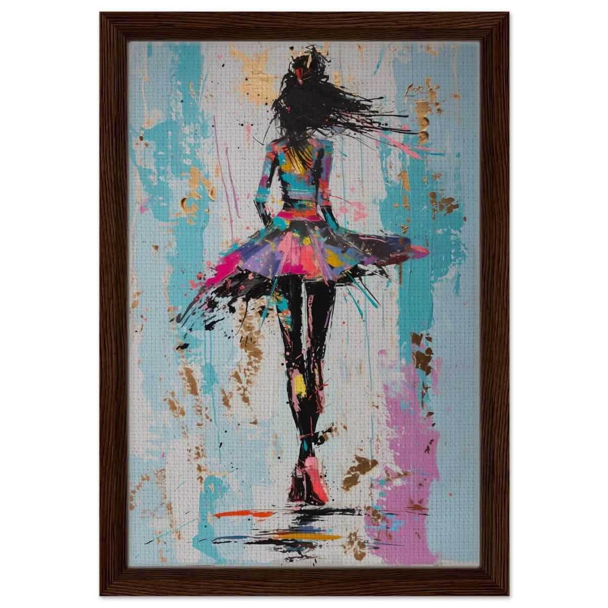 Grace in Motion: The Abstract Dancer | Abstract Figurative Art wall art print - Framed Canvas - 30x45 cm / 12x18″ - Dark wood frame