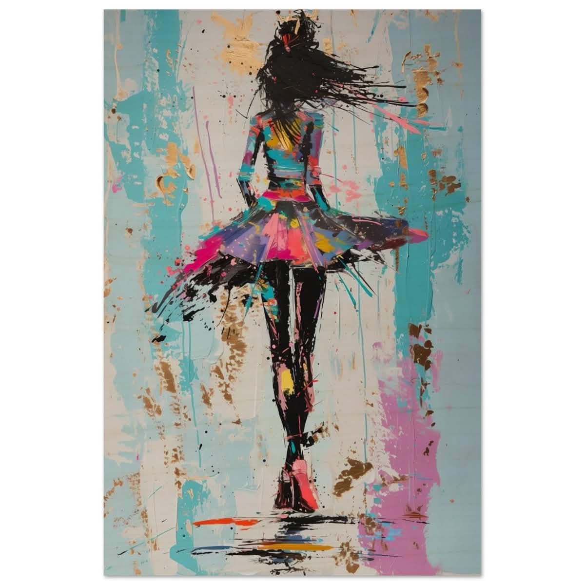 Grace in Motion: The Abstract Dancer | Abstract Figurative Art wall art print - Wood Prints - 30x45 cm / 12x18″ -