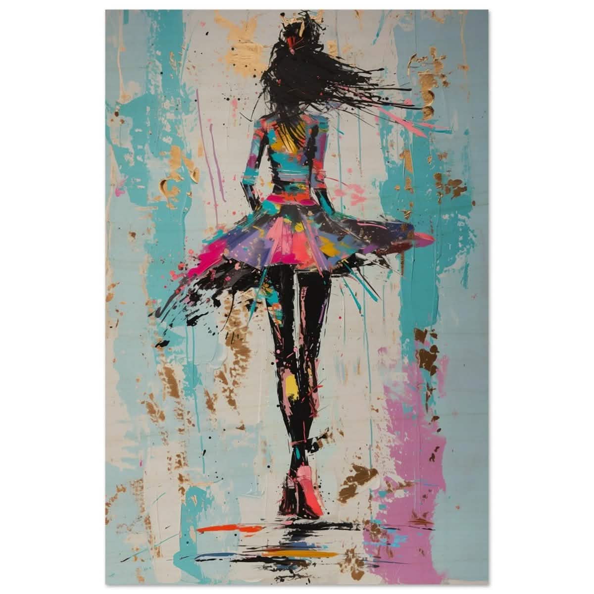 Grace in Motion: The Abstract Dancer | Abstract Figurative Art wall art print - Wood Prints - 60x90 cm / 24x36″ -