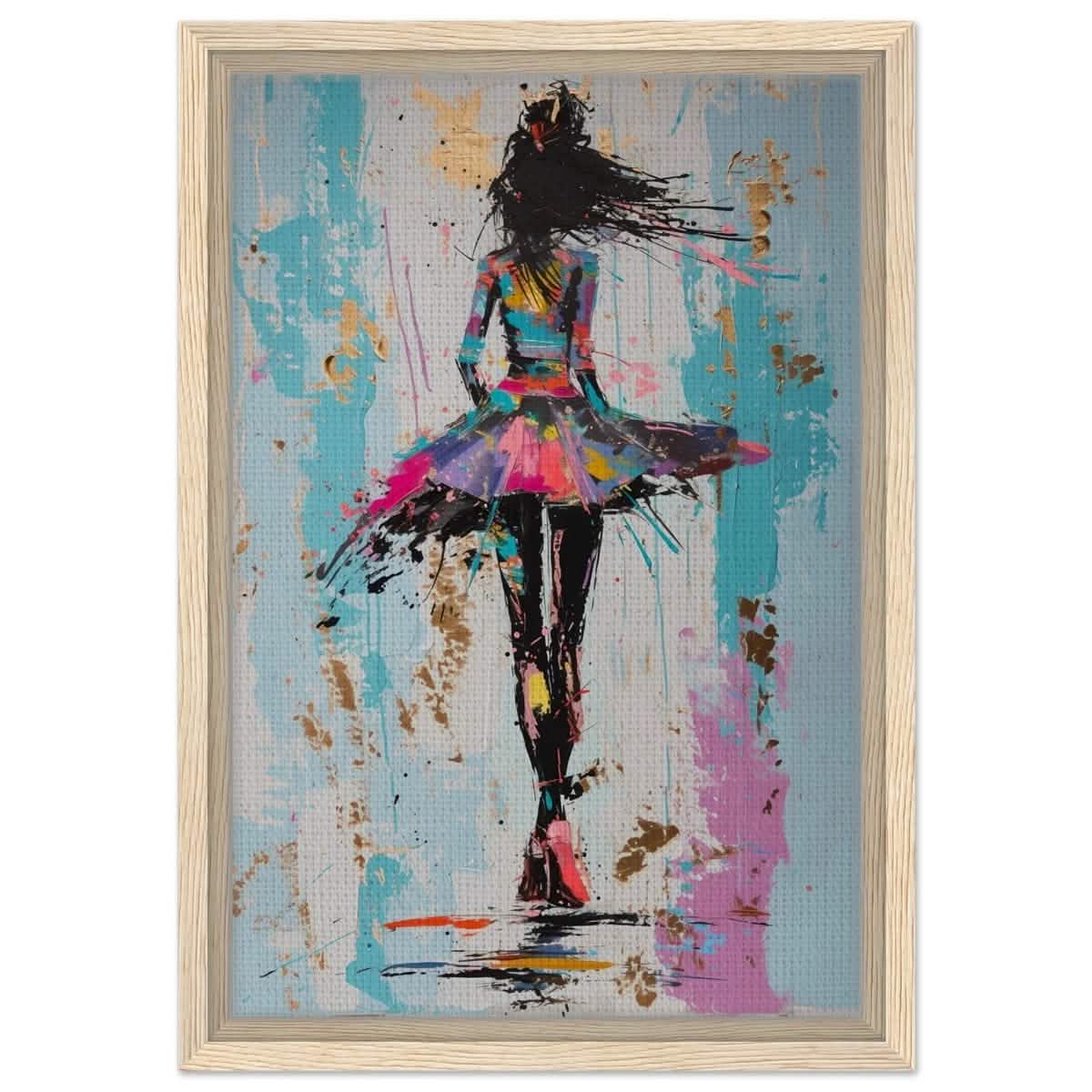 Grace in Motion: The Abstract Dancer | Abstract Figurative Art wall art print - Framed Canvas - 30x45 cm / 12x18″ - Wood frame