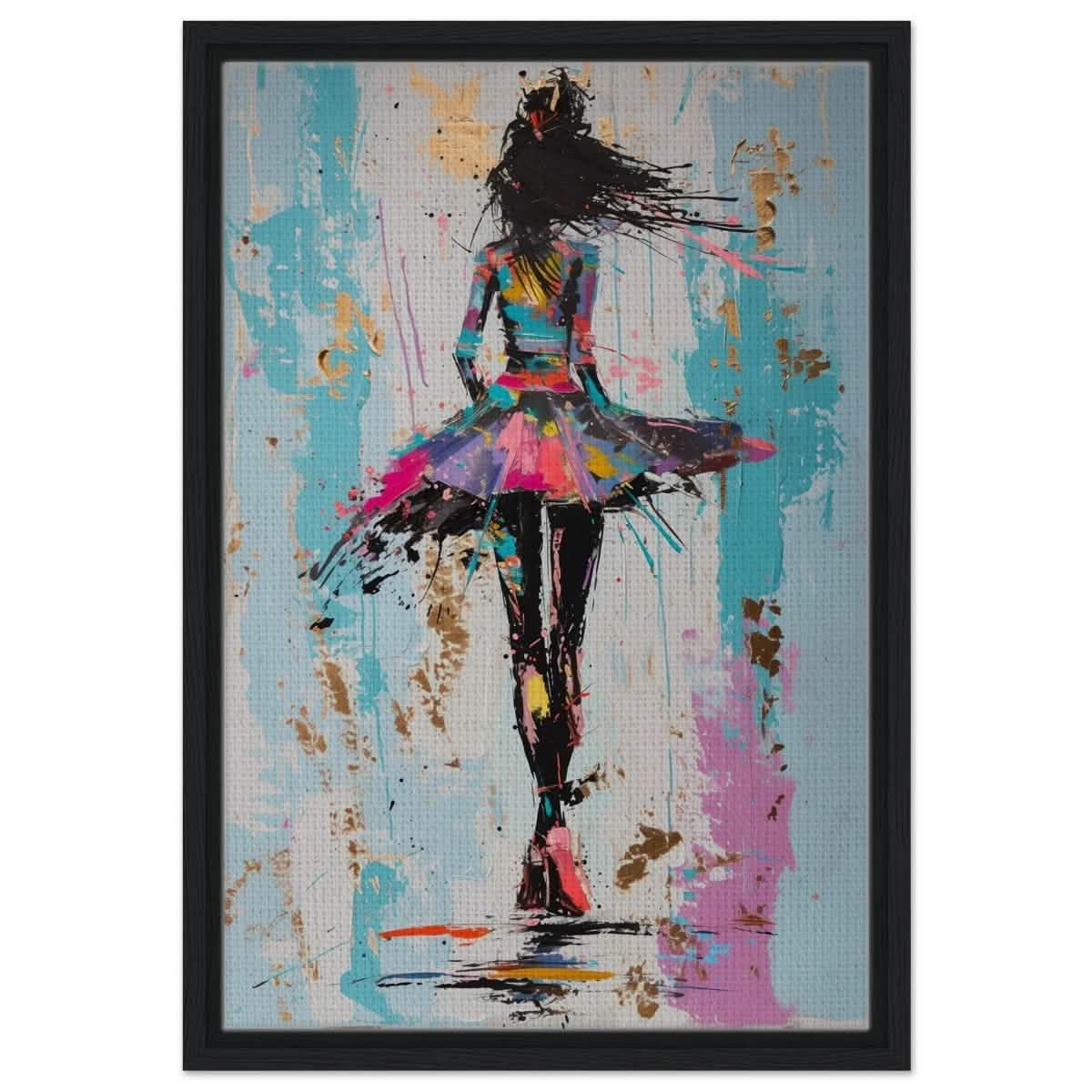 Grace in Motion: The Abstract Dancer | Abstract Figurative Art wall art print - Framed Canvas - 40x60 cm / 16x24″ - Black frame