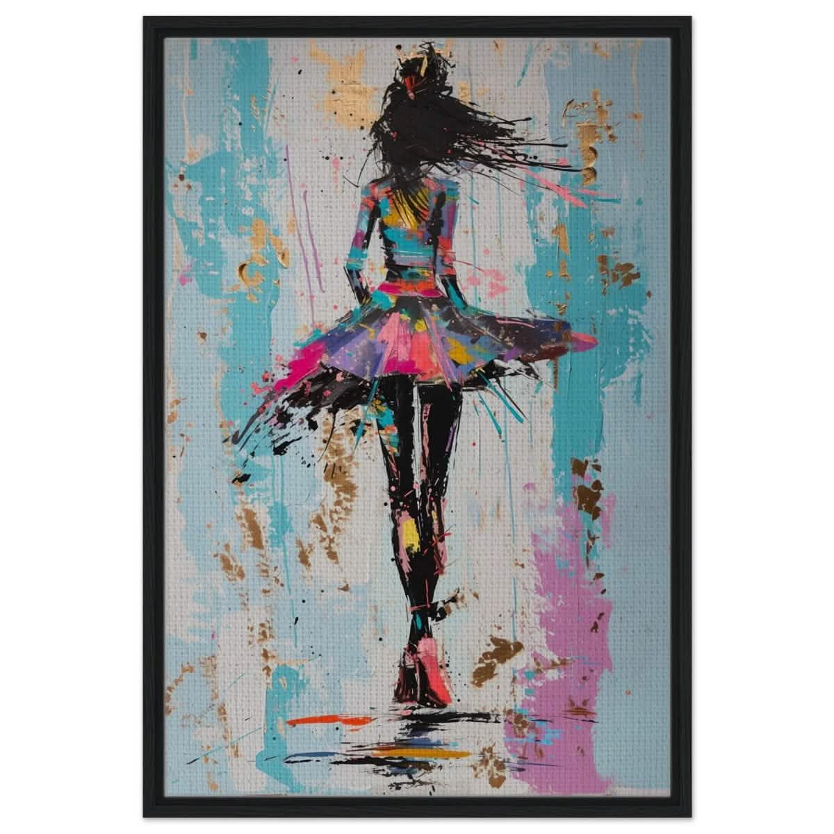 Grace in Motion: The Abstract Dancer | Abstract Figurative Art wall art print - Framed Canvas - 60x90 cm / 24x36″ - Black frame