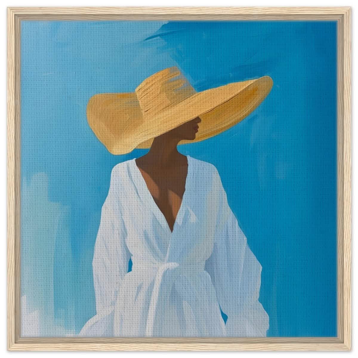 Grace in the Breeze | Minimalist Figurative Art print - Framed Canvas - 60x60 cm / 24x24″ - Wood frame