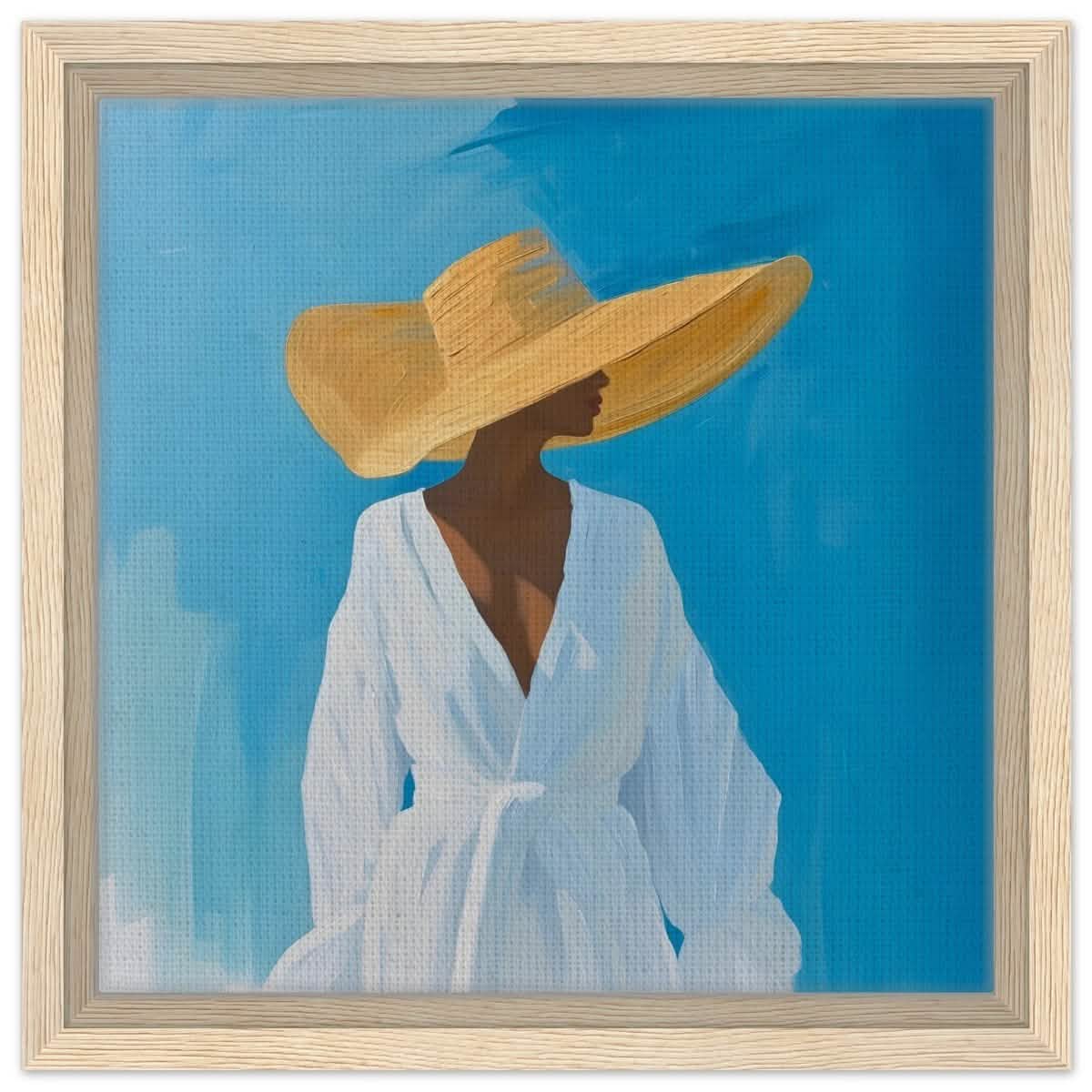 Grace in the Breeze | Minimalist Figurative Art print - Framed Canvas - 30x30 cm / 12x12″ - Wood frame