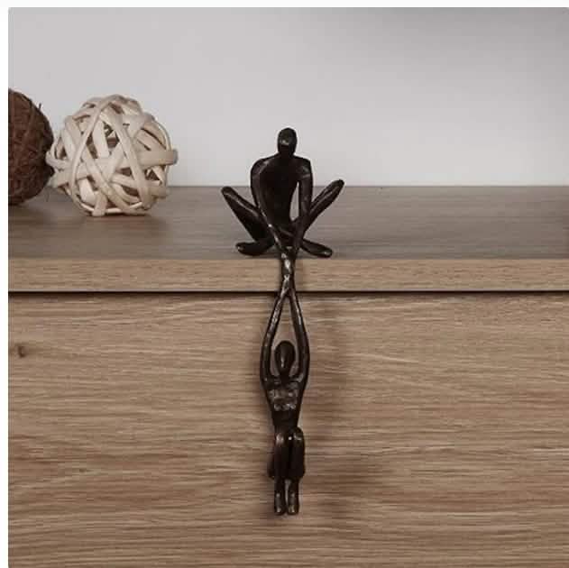Graceful Dance Resin Sculpture – Modern Wall Handle Ornament - Bronze -