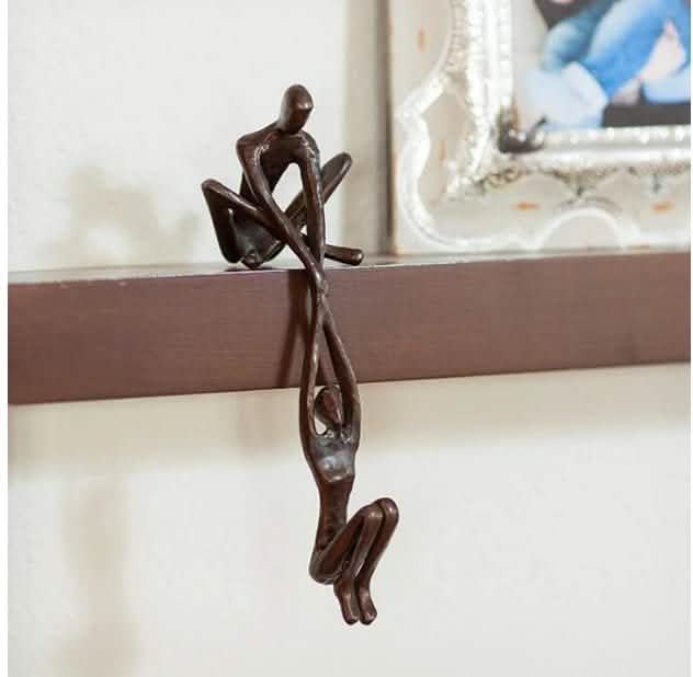 Graceful Dance Resin Sculpture – Modern Wall Handle Ornament - Antique Copper -