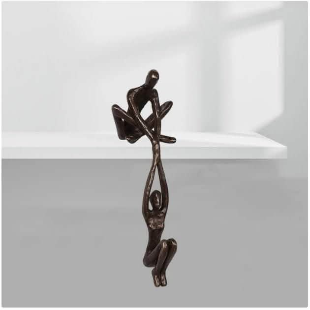 Graceful Dance Resin Sculpture – Modern Wall Handle Ornament - Bronze -