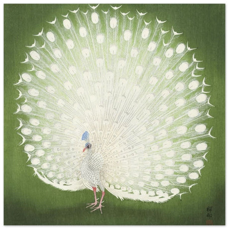 Green Peacock by Ohara Koson | Wall art Print - 30x30 cm / 12x12″ - Aluminum Print -