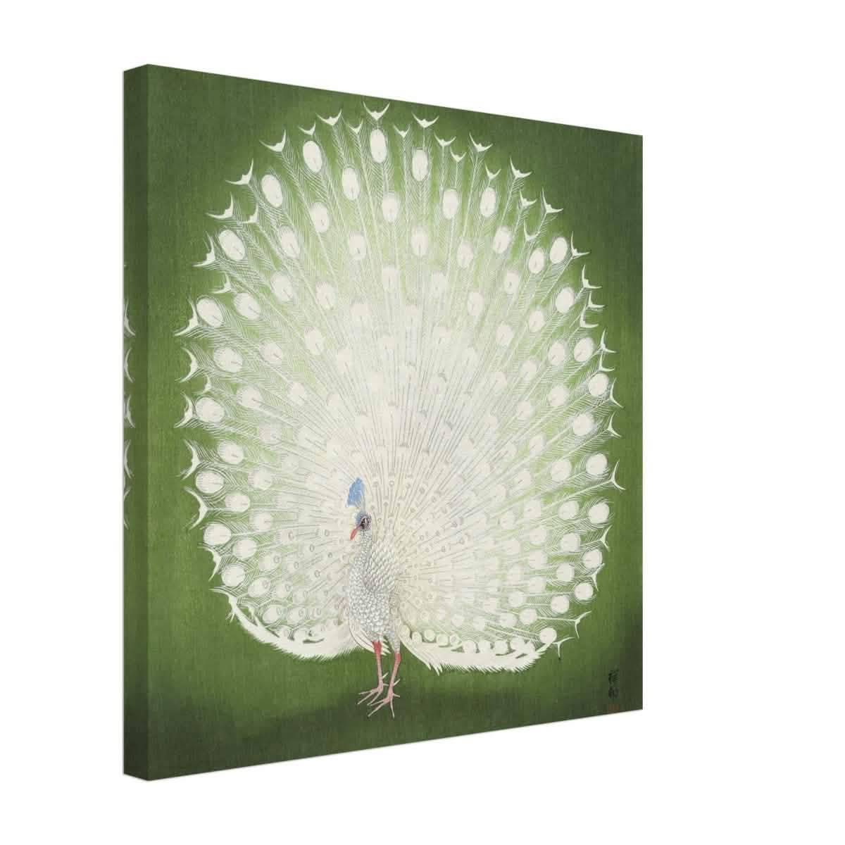 Green Peacock by Ohara Koson | Wall art Print - 40x40 cm / 16x16″ - Canvas -