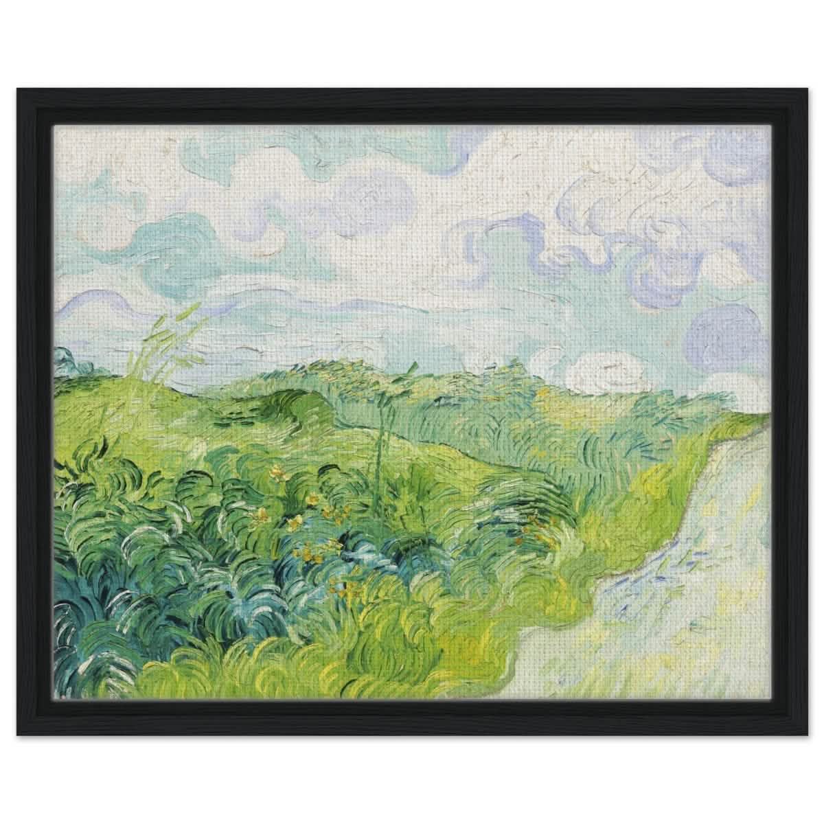 Green Wheat Fields, Auvers by Vincent van Gogh | vintage wall art print - Framed Canvas - 40x50 cm / 16x20″ - Black frame