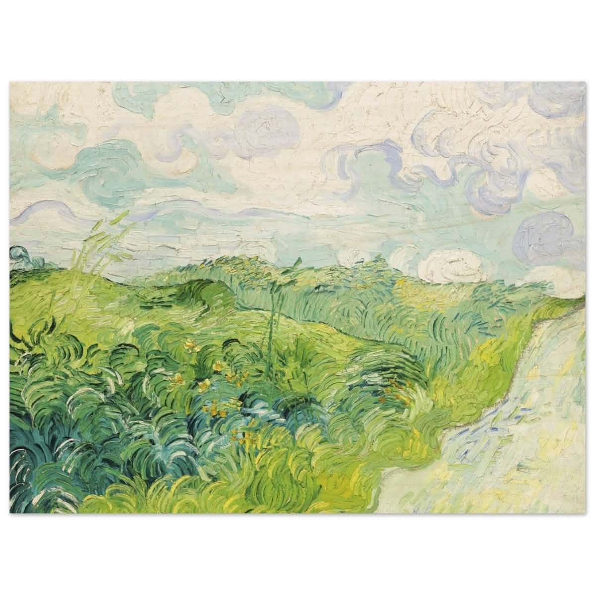 Green Wheat Fields, Auvers by Vincent van Gogh | vintage wall art print - Wood Prints - 60x80 cm / 24x32″ -