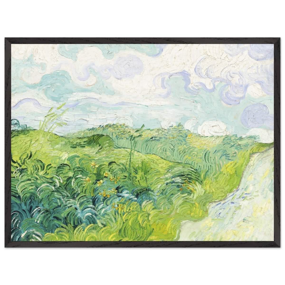 Green Wheat Fields, Auvers by Vincent van Gogh | vintage wall art print - Premium Wooden Framed Poster With Premium Matte Paper - 60x80 cm / 24x32″ - Black frame