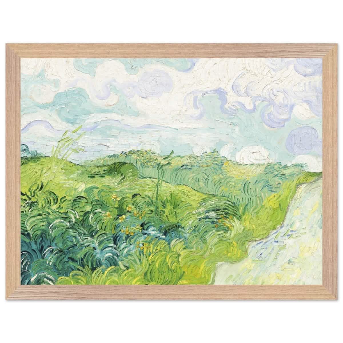 Green Wheat Fields, Auvers by Vincent van Gogh | vintage wall art print - Premium Wooden Framed Poster With Premium Matte Paper - 30x40 cm / 12x16″ - Wood frame