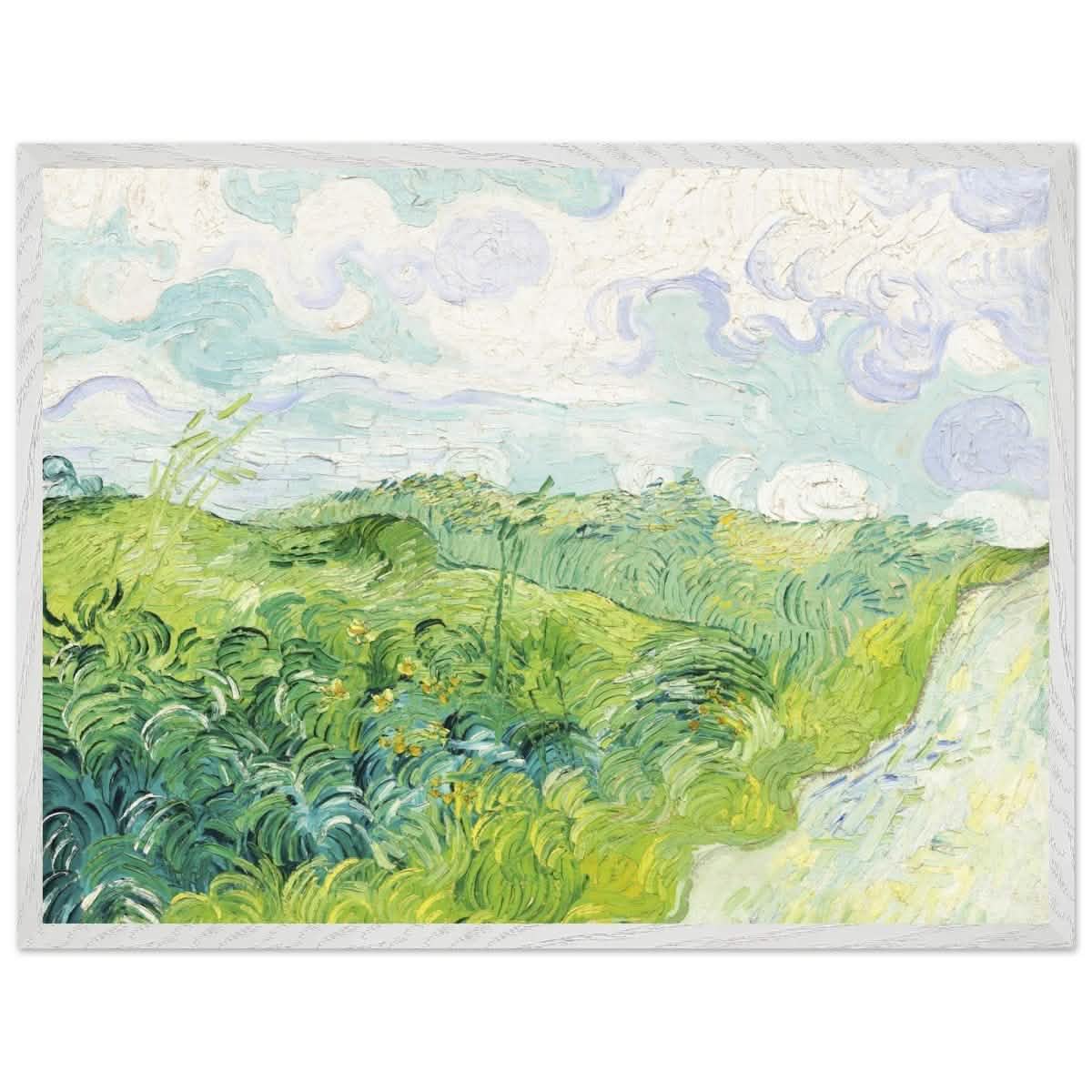 Green Wheat Fields, Auvers by Vincent van Gogh | vintage wall art print - Premium Wooden Framed Poster With Premium Matte Paper - 60x80 cm / 24x32″ - White frame