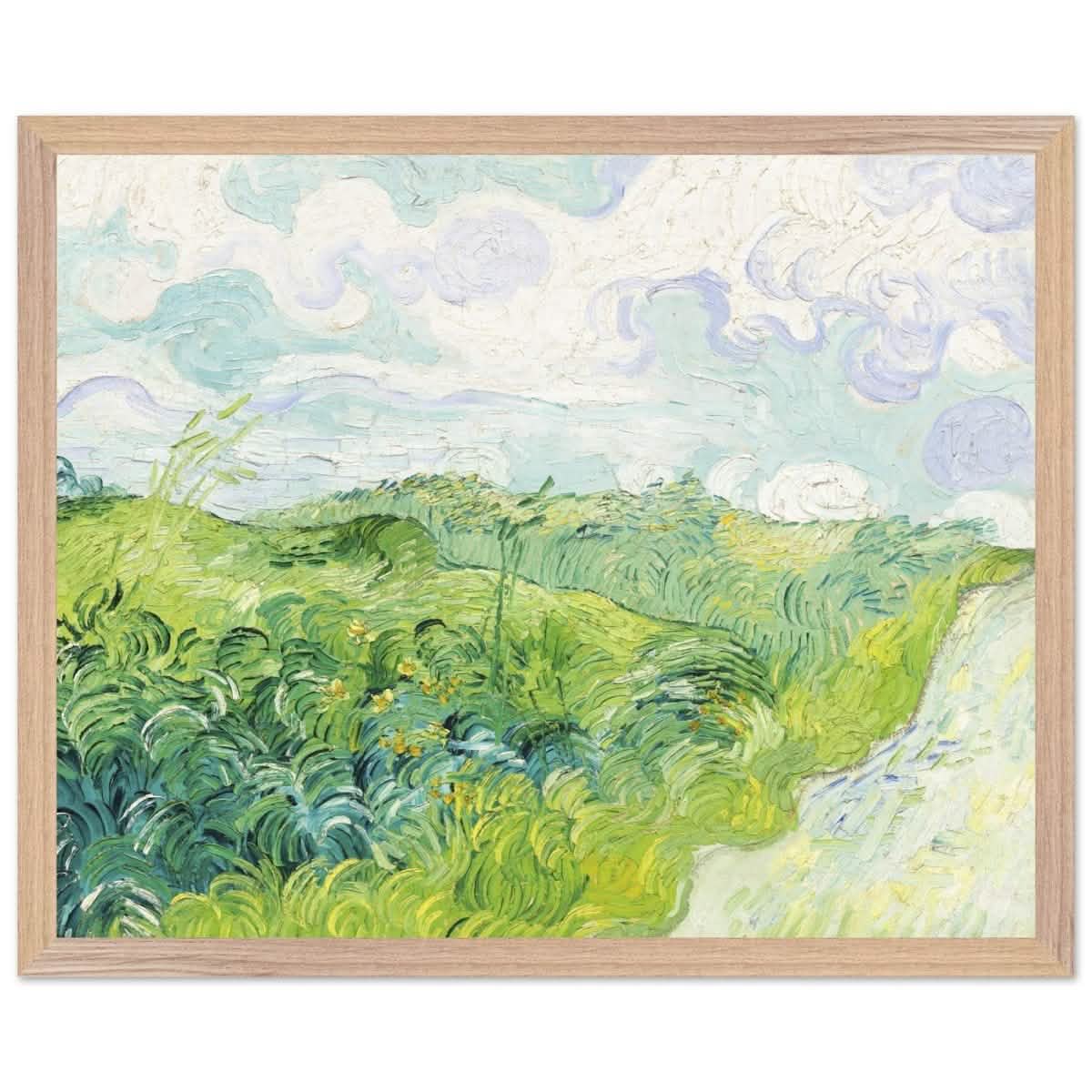 Green Wheat Fields, Auvers by Vincent van Gogh | vintage wall art print - Premium Wooden Framed Poster With Premium Matte Paper - 40x50 cm / 16x20″ - Wood frame