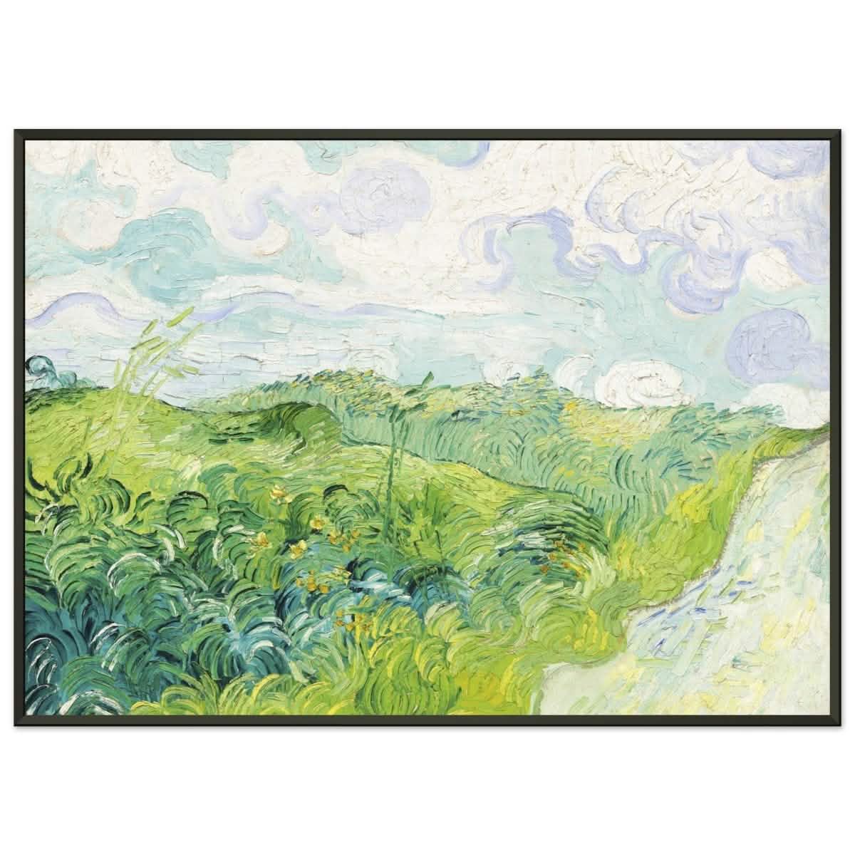 Green Wheat Fields, Auvers by Vincent van Gogh | vintage wall art print - Premium Matte Paper Metal Framed Poster - 50x70 cm / 20x28″ - Black frame