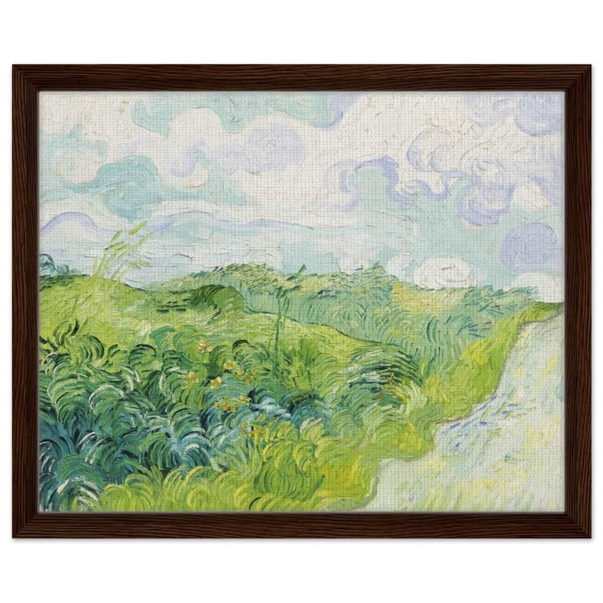 Green Wheat Fields, Auvers by Vincent van Gogh | vintage wall art print - Framed Canvas - 40x50 cm / 16x20″ - Dark wood frame