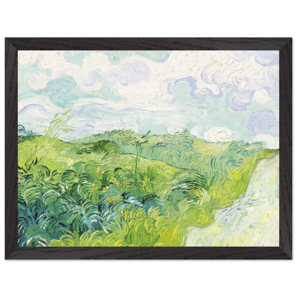 Green Wheat Fields, Auvers by Vincent van Gogh | vintage wall art print - Premium Wooden Framed Poster With Premium Matte Paper - 30x40 cm / 12x16″ - Black frame