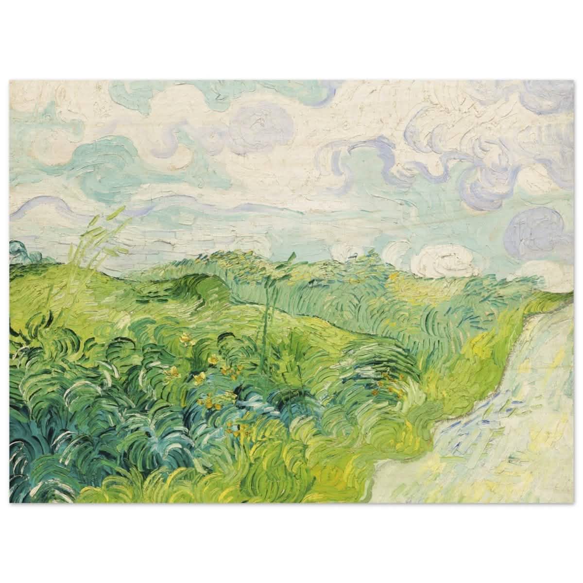 Green Wheat Fields, Auvers by Vincent van Gogh | vintage wall art print - Wood Prints - 30x40 cm / 12x16″ -