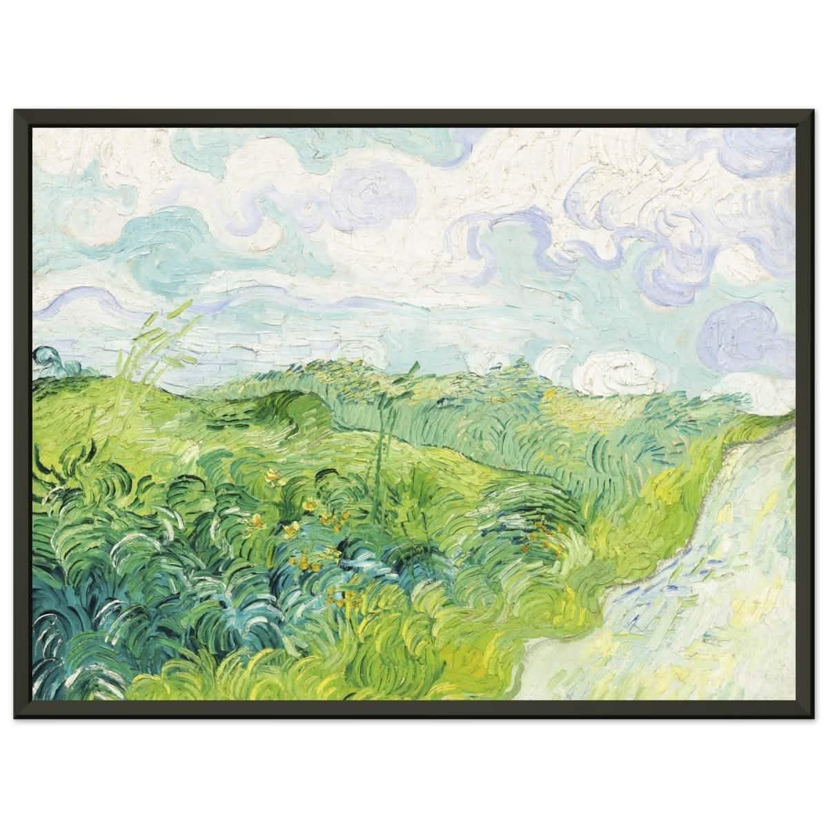 Green Wheat Fields, Auvers by Vincent van Gogh | vintage wall art print - Premium Matte Paper Metal Framed Poster - 30x40 cm / 12x16″ - Black frame