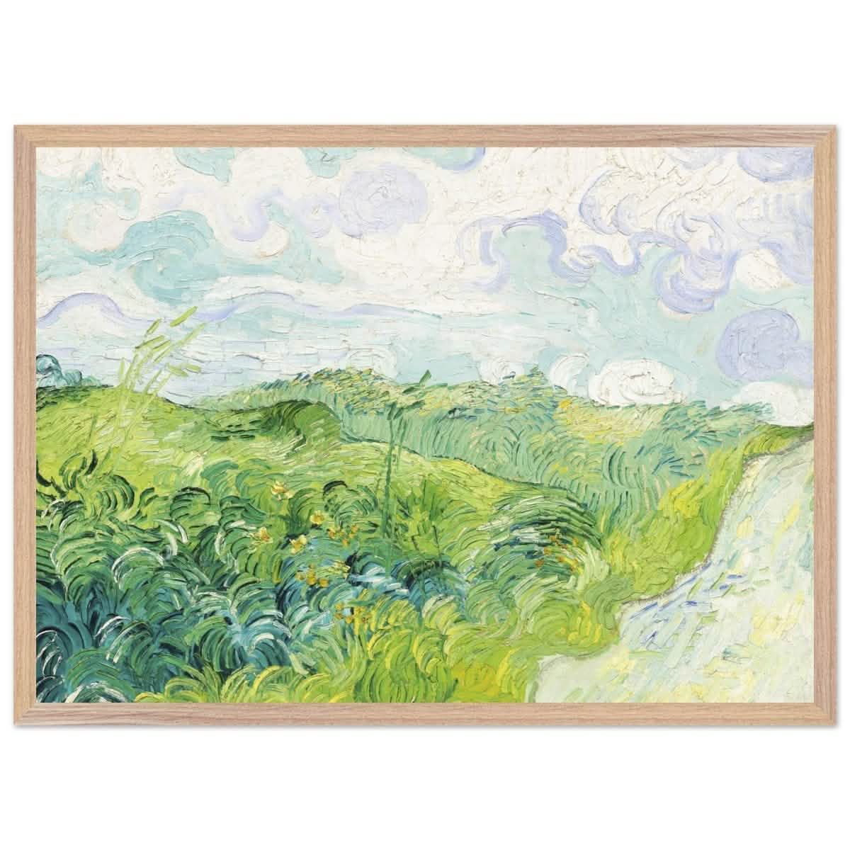 Green Wheat Fields, Auvers by Vincent van Gogh | vintage wall art print - Premium Wooden Framed Poster With Premium Matte Paper - 50x70 cm / 20x28″ - Wood frame